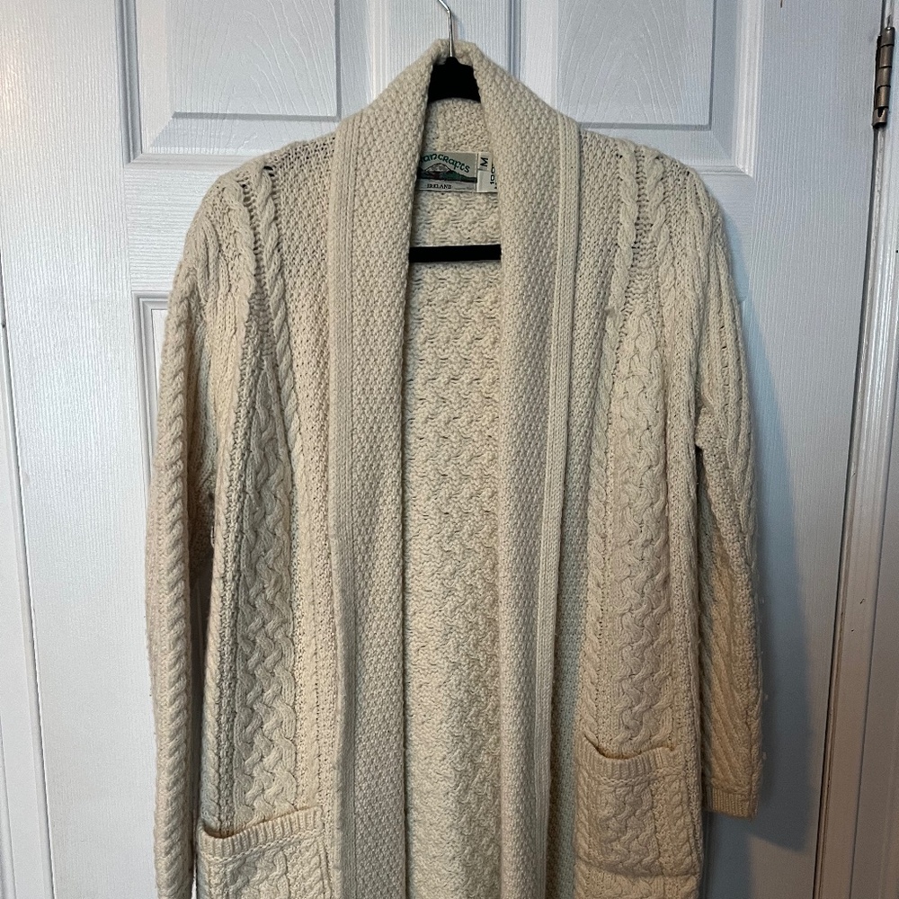 Irish Aran knit long cardigan